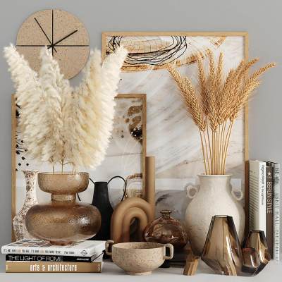 北欧干花花瓶书籍摆件-01